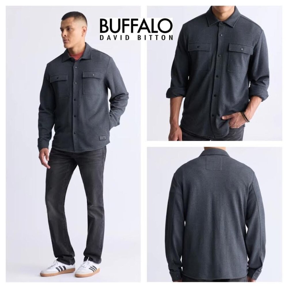 NWT $99 BUFFALO DAVID BITTON Men M Lightweight Button-Up Shacket Jacket Shirt